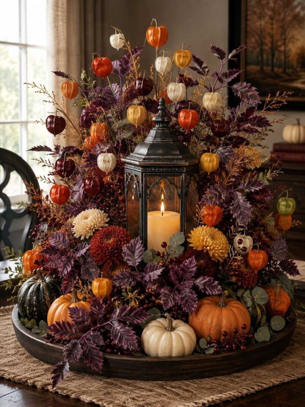 Purple Plum Burgundy Fall Leaf Stems Set of 2 23 Inch Artificial Silk Foliage - Picture 7 of 10